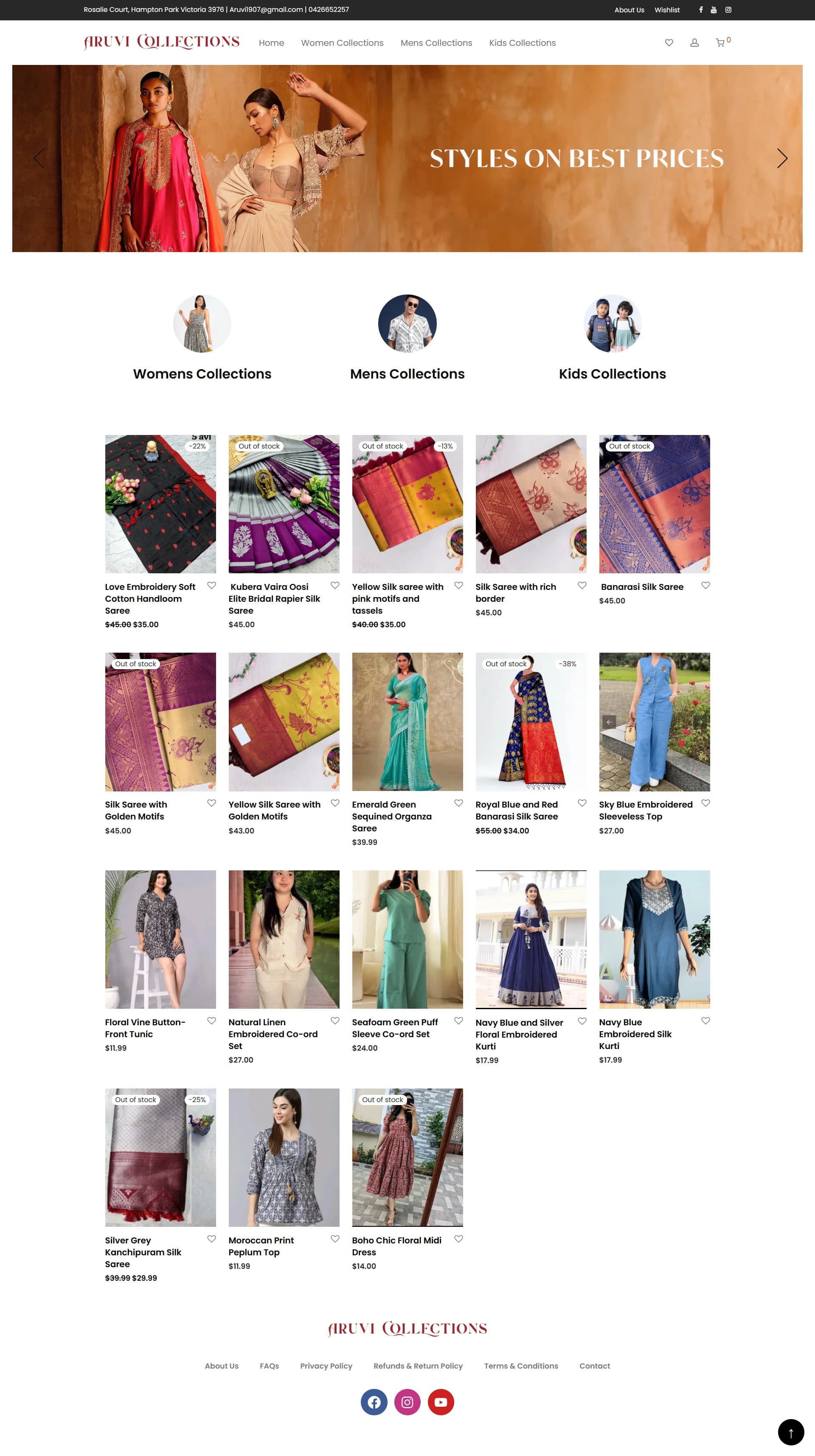 Aruvi Collections Australia - Main Screenshot